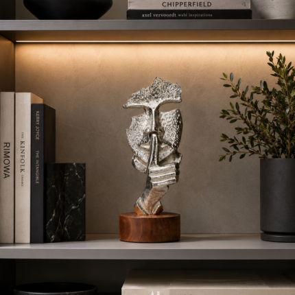 Statuette Déco "Silence" 30cm Argent