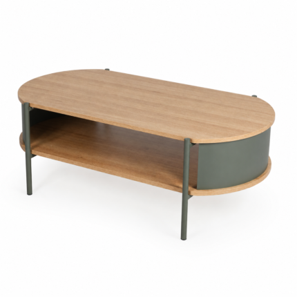 Table Basse avec Niche "Gigi" 100cm Naturel & Noir