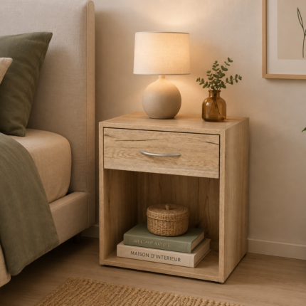 Table de chevet 1 tiroir "Praktik" 48cm chêne naturel