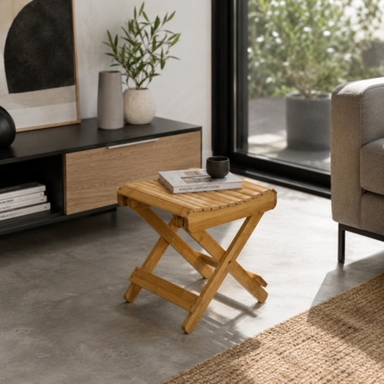Tabouret pliable "Bambou" 32cm Naturel