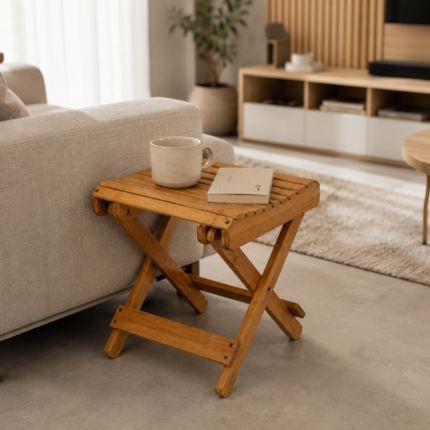 Tabouret pliable "Bambou" 32cm Naturel