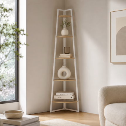 Étagère d'angle 5 niveaux "Casa Blanca" 180cm Blanc