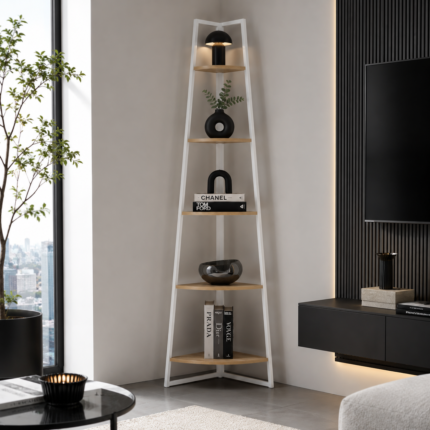 Étagère d'angle 5 niveaux "Casa Blanca" 180cm Blanc