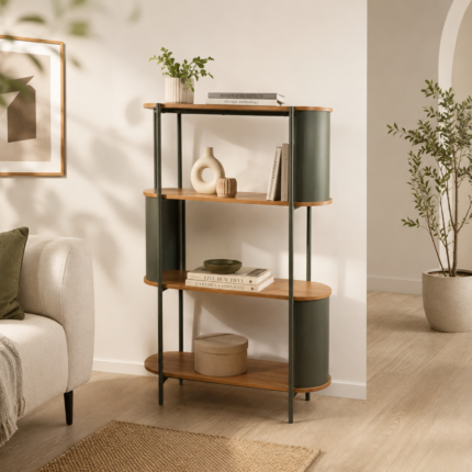 Étagère 4 Niveaux "Gigi" 135cm Naturel & Noir