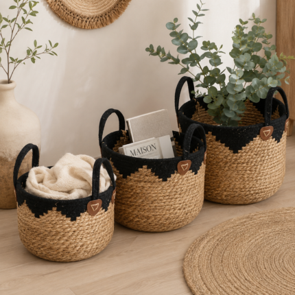 Lot De 3 Paniers "Zanzibar" 35cm Naturel
