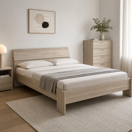 Lit Adulte Design « Pricy » 140x190 - 200cm Naturel