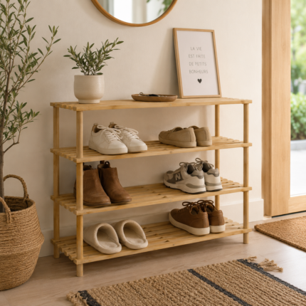 Étagère à chaussures 4 niveaux "Wood" 75cm Naturel