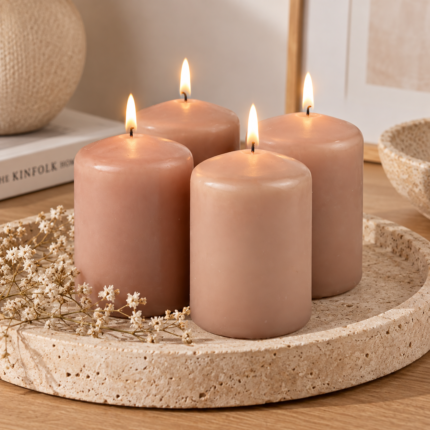 Lot de 4 Bougies Pilier "Essentiel" 6cm Opium