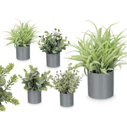 Lot de 4 Plantes Artificiel en Pot "Cylindro" 20cm Vert