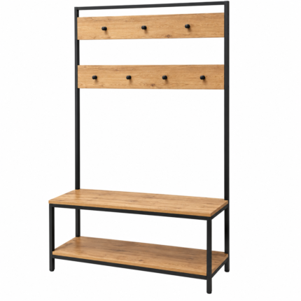 Porte vêtement & Range chaussure "River" 100cm Naturel